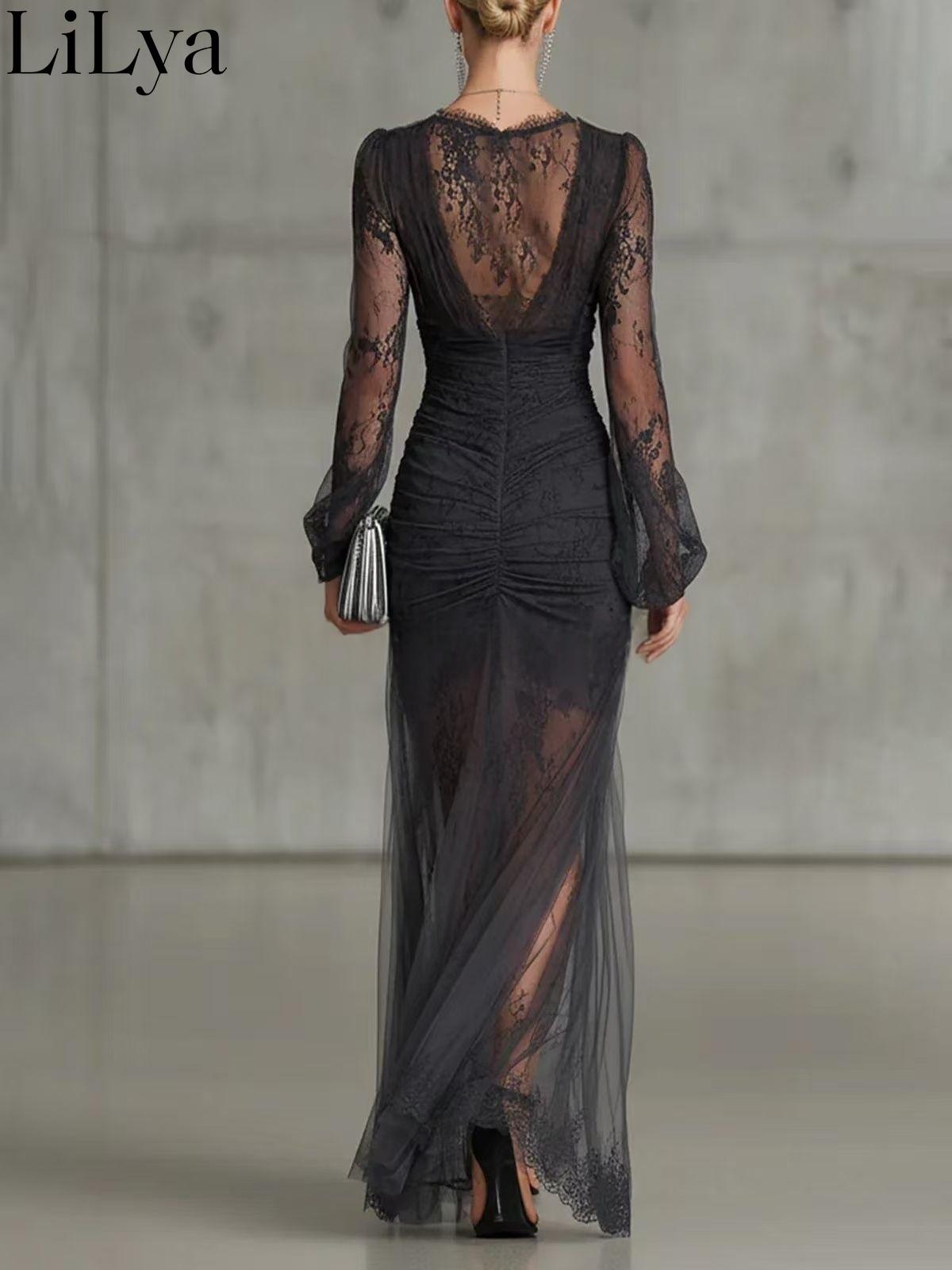 Black Lace Evening Dress Woman - Briar Cosplay Prop ulasan dan harga