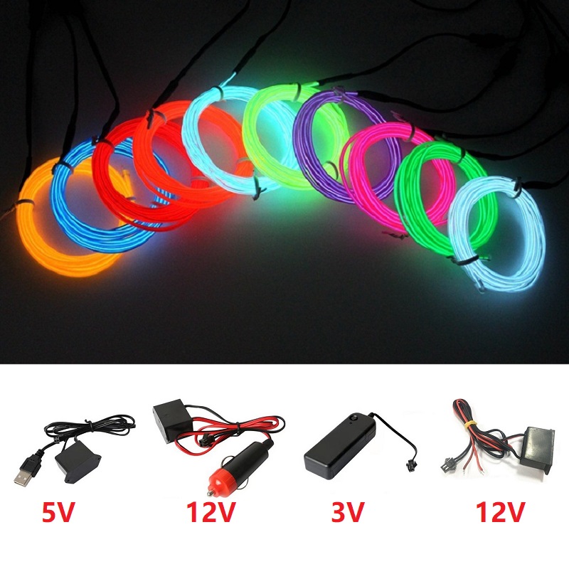 10m/5m/3m/1m 3V Battery 5V USB - Led El Wire ulasan dan harga