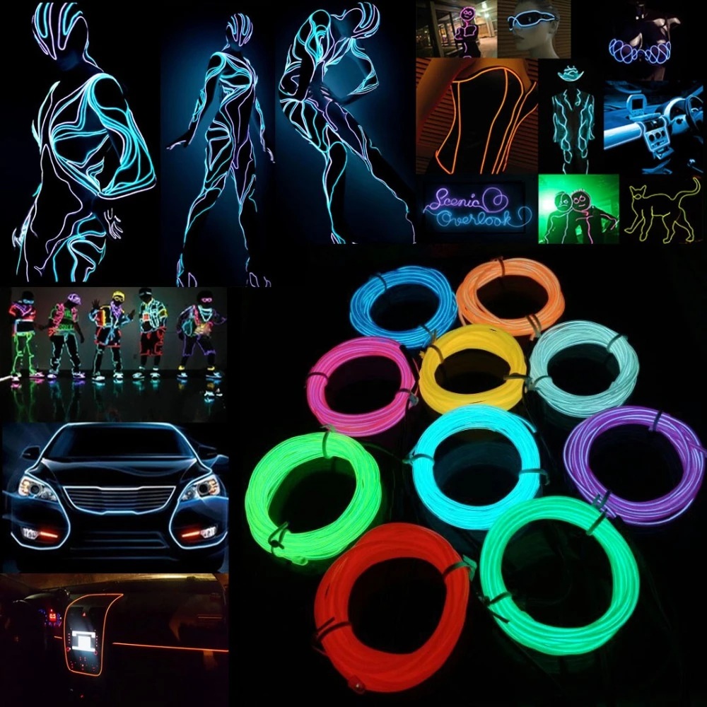 10m/5m/3m/1m 3V Battery 5V USB - Led El Wire ulasan dan harga